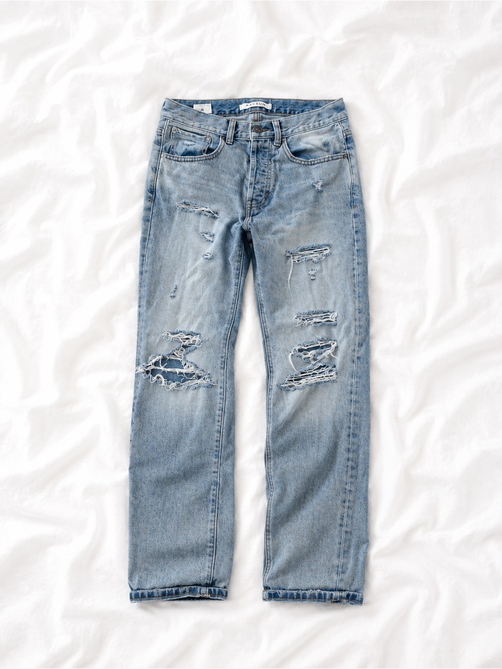 PacSun Women's Light Blue Distressed Straight Leg Jeans